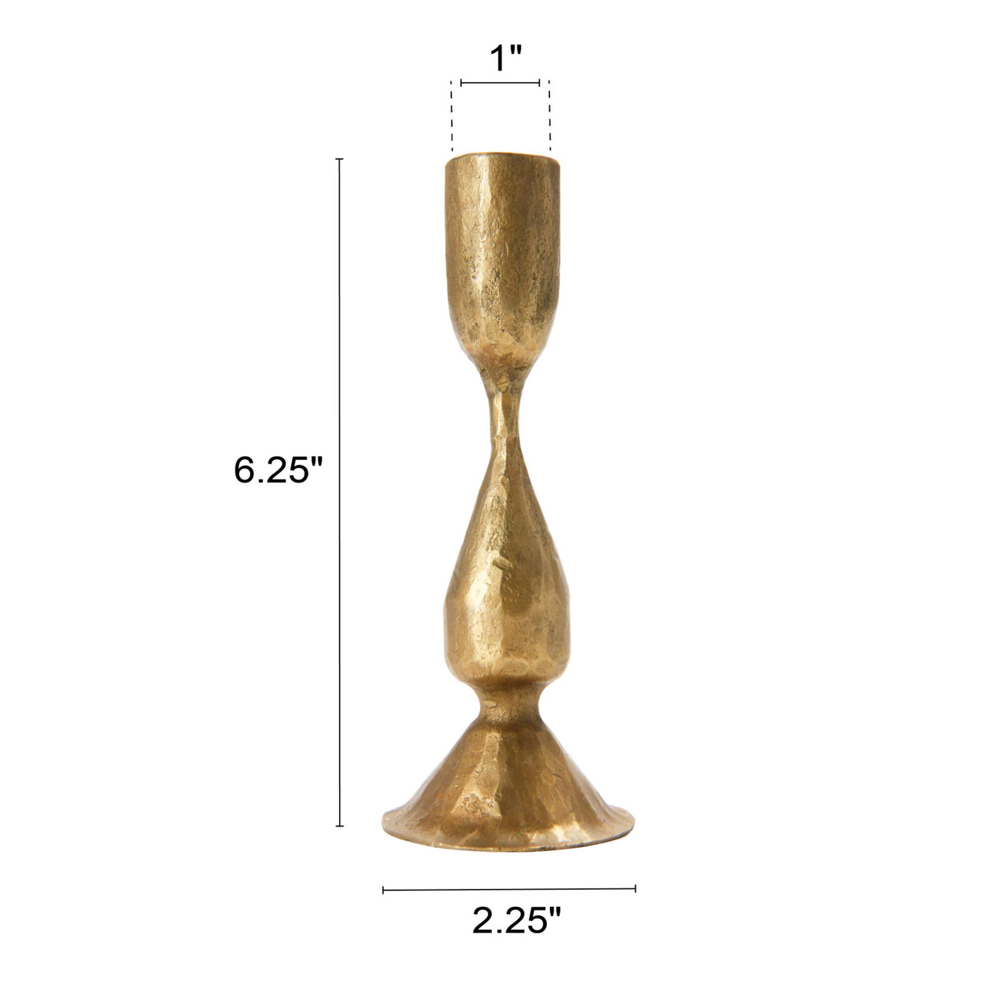 Hello Honey® 6.5" Antique Brass Hand-Forged Metal Taper Holder